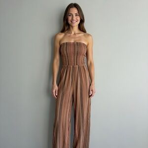 Aerie Strapless Smocked Jumpsuit Size S